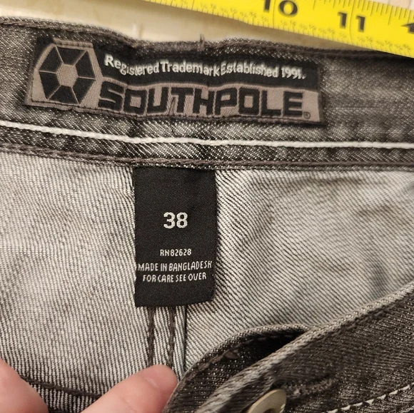 Mens Black Grey Wash Jeans Y2K VTG Southpole Straight Leg 36X30 READ #BB935 - Picture 5 of 6
